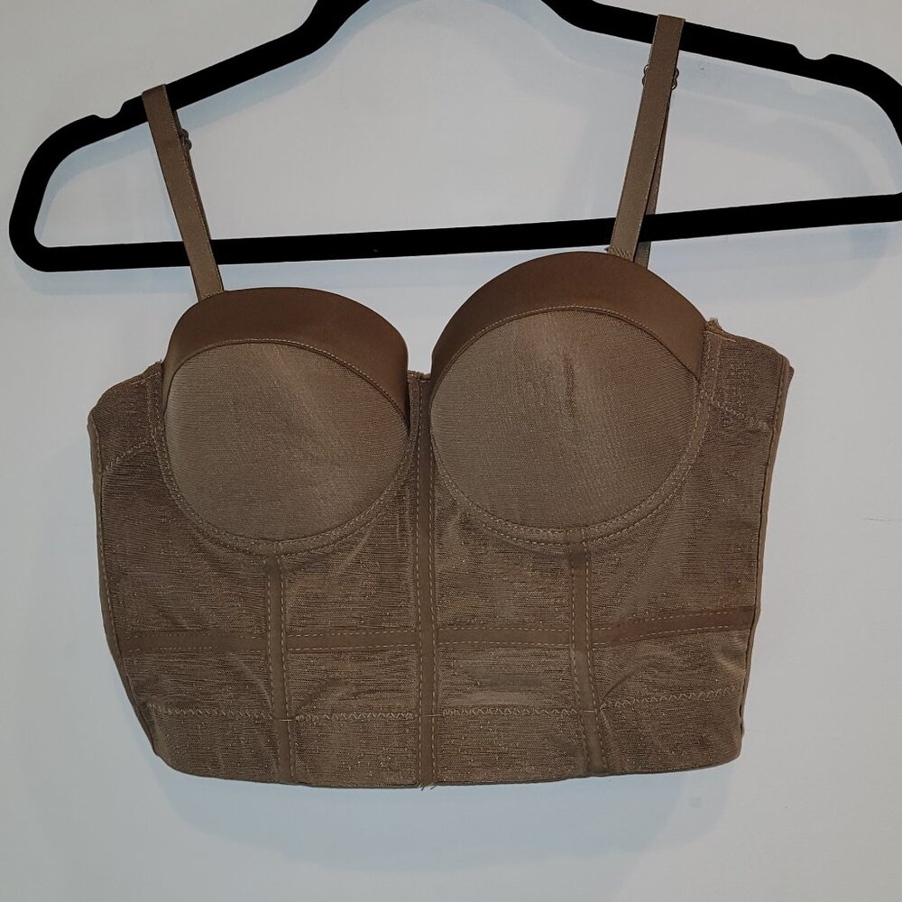 Graffiti Bustier Tan, Adjustable Closure, Size Small
